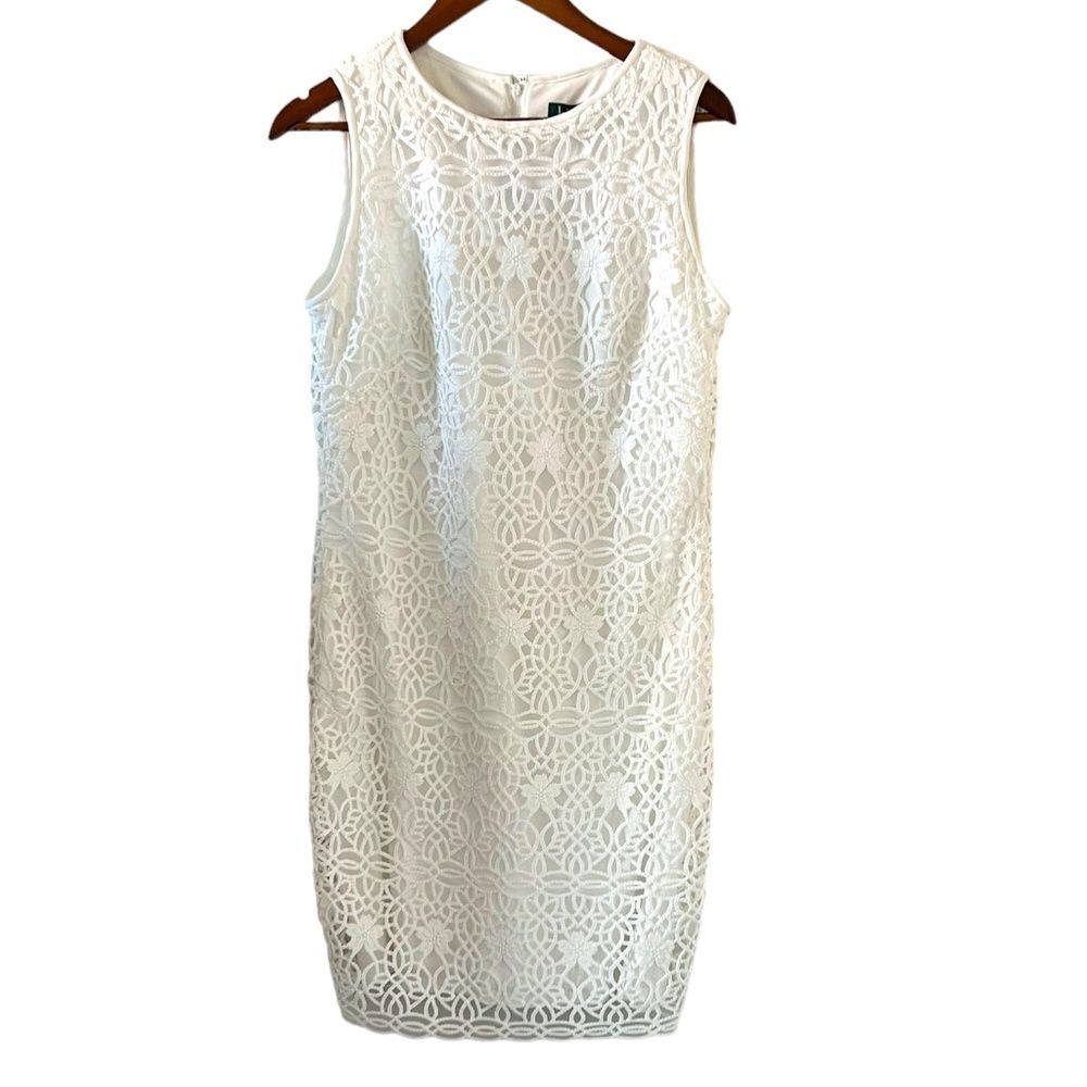 Lauren Ralph Lauren NEW Sleeveless Crochet Dress In White Size 10